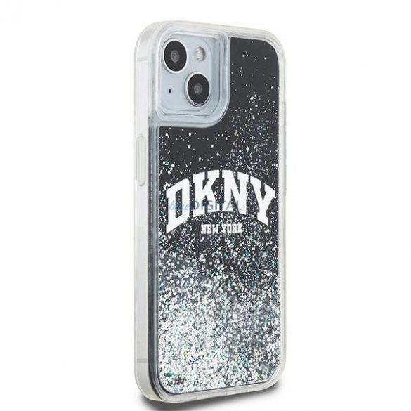 Etui DKNY Liquid Glitter Big Logo pe iPhone 15 Plus / 14 Plus - zarne