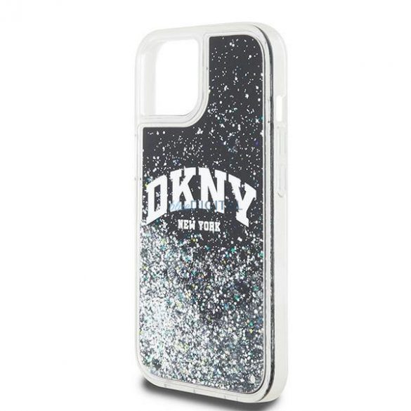 Etui DKNY Liquid Glitter Big Logo pe iPhone 15 Plus / 14 Plus - zarne