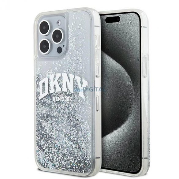 Etui DKNY Liquid Glitter Big Logo pe iPhone 15 Pro - bial