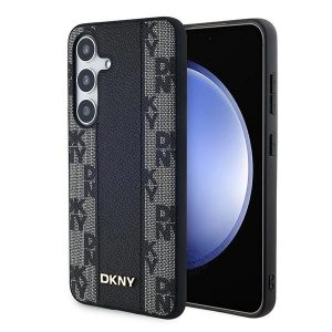 Husă MagSafe din piele cu carouri DKNY pentru Samsung Galaxy S24+ - neagră