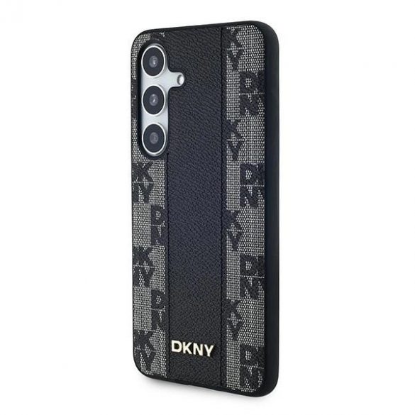 Husă MagSafe din piele cu carouri DKNY pentru Samsung Galaxy S24+ - neagră