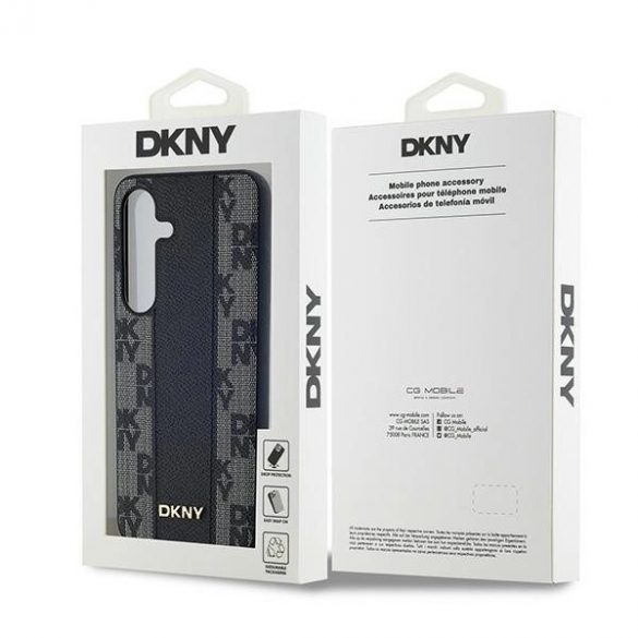 Husă MagSafe din piele cu carouri DKNY pentru Samsung Galaxy S24+ - neagră