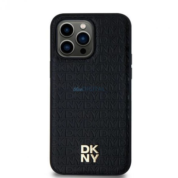 Husă DKNY Leather Pattern Metal Logo MagSafe pentru Samsung Galaxy S24 - neagră