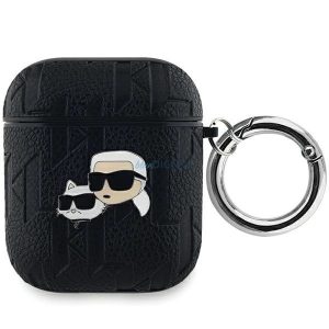 Husa Karl Lagerfeld Monogram Karl & Choupette Head pentru AirPods 1/2 - neagra