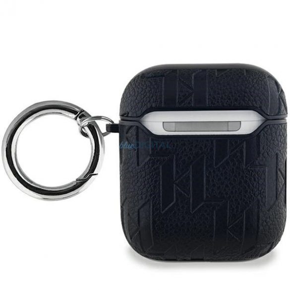 Husa Karl Lagerfeld Monogram Karl & Choupette Head pentru AirPods 1/2 - neagra