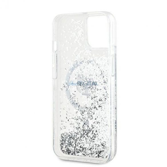 Husa Karl Lagerfeld Liquid Glitter Choupette Head MagSafe pentru iPhone 13 - transparenta