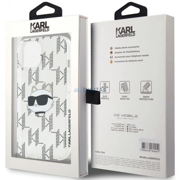 Husa Karl Lagerfeld IML Choupette Head & Monogram pentru iPhone 15 / 14 / 13 - transparenta