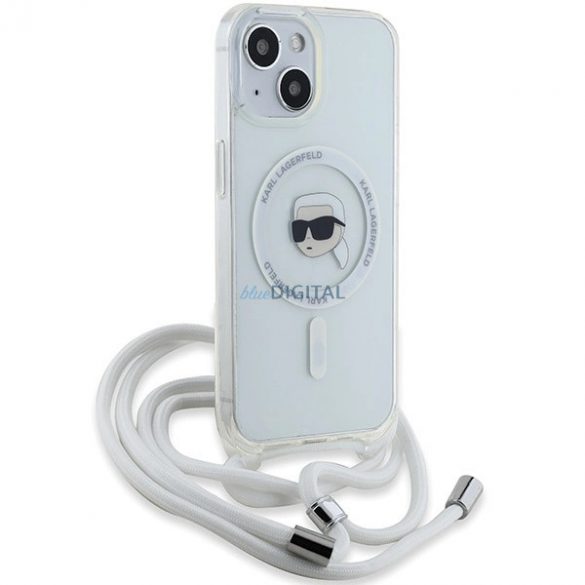 Husă Karl Lagerfeld Crossbody IML Karl Head MagSafe pentru iPhone 15 / 14 / 13 - transparentă