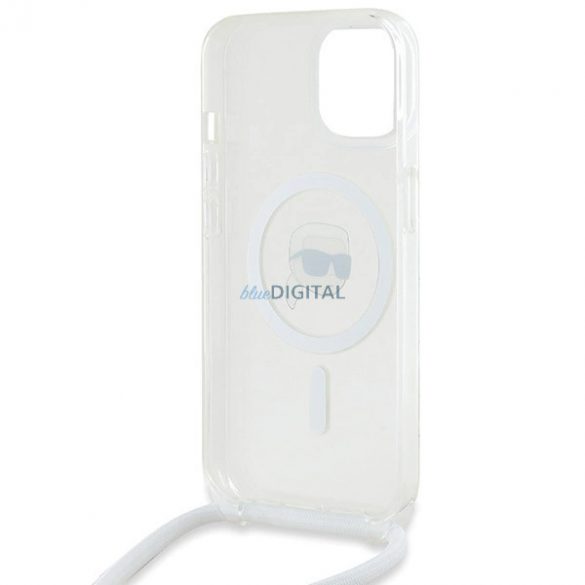 Husă Karl Lagerfeld Crossbody IML Karl Head MagSafe pentru iPhone 15 / 14 / 13 - transparentă