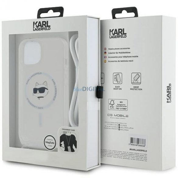 Husa Karl Lagerfeld IML Choupette Head & Cord MagSafe pentru iPhone 13 / 14 / 15 - transparenta