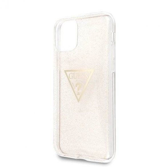 Guess GUHCN58SGTLGO iPhone 11 Pro Gold Carcasă rigidă Carcasă triunghiulară cu sclipici