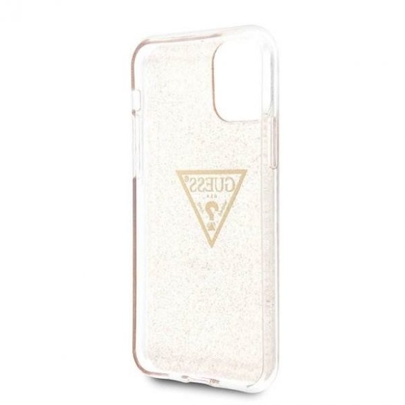 Guess GUHCN58SGTLGO iPhone 11 Pro Gold Carcasă rigidă Carcasă triunghiulară cu sclipici