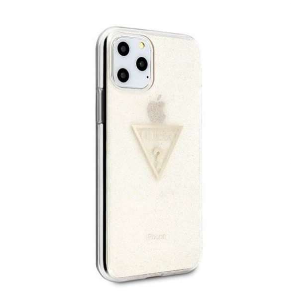 Guess GUHCN58SGTLGO iPhone 11 Pro Gold Carcasă rigidă Carcasă triunghiulară cu sclipici