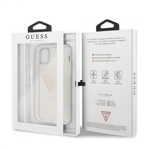 Guess GUHCN58SGTLGO iPhone 11 Pro Gold Carcasă rigidă Carcasă triunghiulară cu sclipici