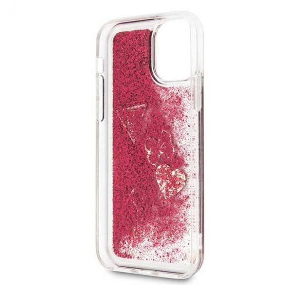 Guess GUHCN58GLHFLRA iPhone 11 Pro Raspberry Hard Husă Glitter Hearts Phone Husăs