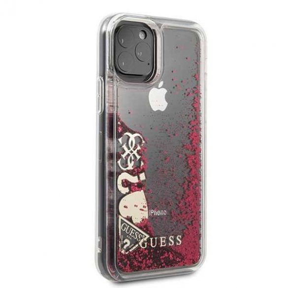 Guess GUHCN58GLHFLRA iPhone 11 Pro Raspberry Hard Husă Glitter Hearts Phone Husăs