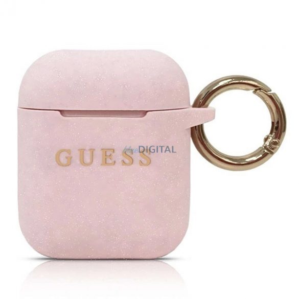 Husă Guess GUACCSILGLLP AirPods roz deschis/roz Silicon Glitter