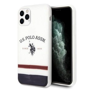 Husă pentru telefon US Polo USHCN58PCSTRB iPhone 11 Pro albă Tricolor Pattern Collection