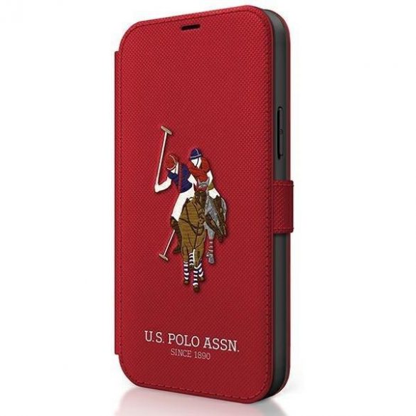 US Polo USFLBKP12MPUGFLRE Husă pentru telefon pentru iPhone 12 / iPhone 12 Pro 6,1" cu carte roșie Polo Embroidery Collection