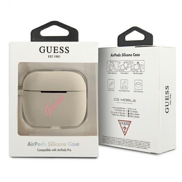 Husa Guess GUACAPLSVSGP AirPods Pro szaro różowy/gri roz Silicone Vintage