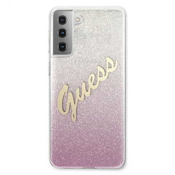 Guess GUHCS21MPCUGLSPI S21+ G996 roz/roz hard Husă Glitter Gradient Script