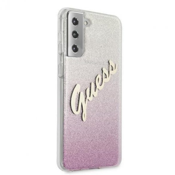 Guess GUHCS21MPCUGLSPI S21+ G996 roz/roz hard Husă Glitter Gradient Script