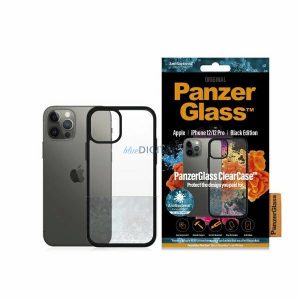 Husa antibacteriana PanzerGlass ClearCase pentru iPhone 12 / 12 Pro - transparenta si neagra