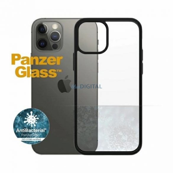 Husa antibacteriana PanzerGlass ClearCase pentru iPhone 12 / 12 Pro - transparenta si neagra