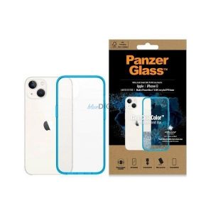 Husă antibacteriană PanzerGlass ClearCase cu certificat de grad militar pentru iPhone 13 / 14 / 15 - albastru transparent