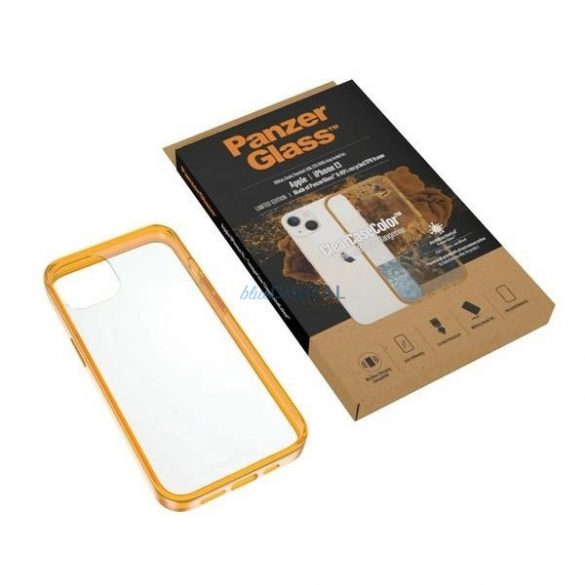 Husă antibacteriană PanzerGlass ClearCase cu certificat de grad militar pentru iPhone 13 / 14 / 15 - galben transparent