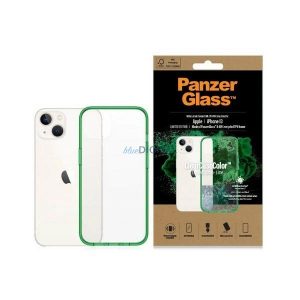 Husă antibacteriană PanzerGlass ClearCase cu certificat de grad militar pentru iPhone 13 / 14 / 15 - verde transparent