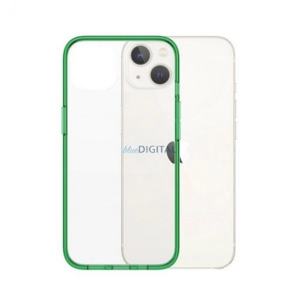 Husă antibacteriană PanzerGlass ClearCase cu certificat de grad militar pentru iPhone 13 / 14 / 15 - verde transparent