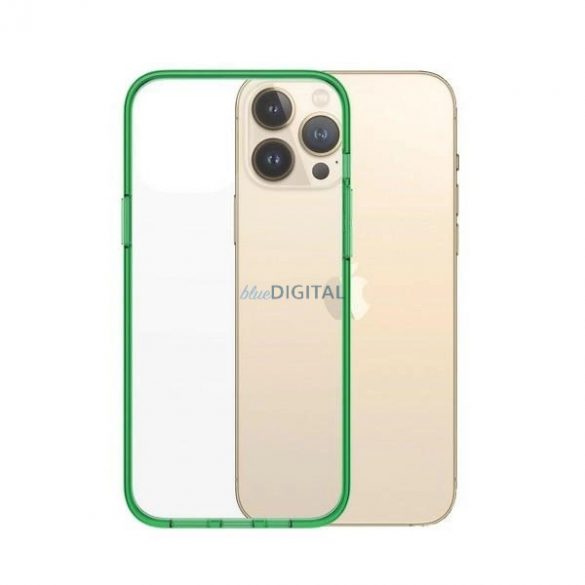 Husă PanzerGlass ClearCase antibacteriană certificată militară pentru iPhone 13 Pro Max - verde transparent