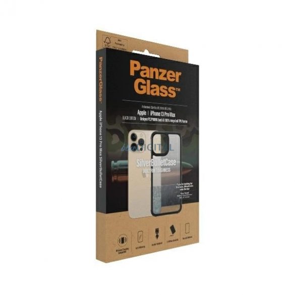 Husă antibacteriană PanzerGlass ClearCase certificată militară pentru iPhone 13 Pro Max - roz transparent