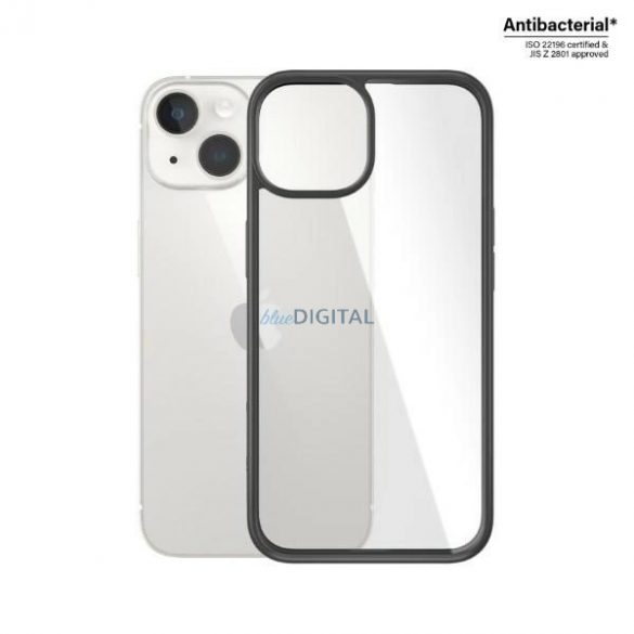 Husă antibacteriană PanzerGlass ClearCase pentru iPhone 14 / 15 / 13 - transparentă și neagră