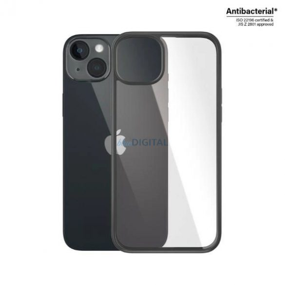 Husă antibacteriană PanzerGlass ClearCase pentru iPhone 14 Plus / 15 Plus - transparentă și neagră