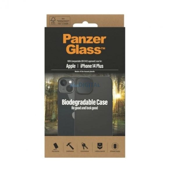 Husă PanzerGlass Biodegradabilă pentru iPhone 14 Plus / 15 Plus - neagră