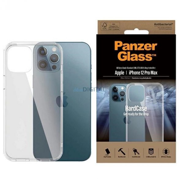 Husă antibacteriană PanzerGlass ClearCase certificată militară pentru iPhone 12 Pro Max - transparentă