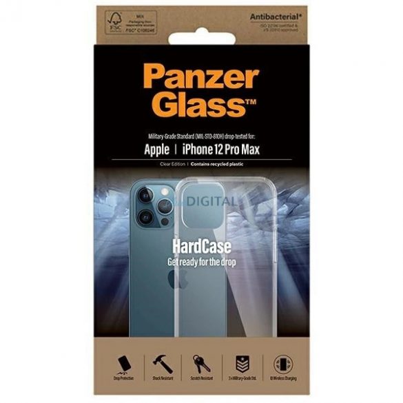 Husă antibacteriană PanzerGlass ClearCase certificată militară pentru iPhone 12 Pro Max - transparentă