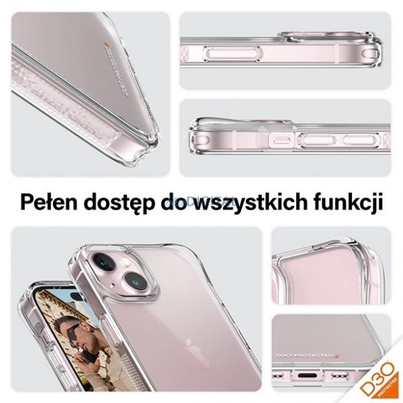 PanzerGlass Hardcase cu D3O și certificare militară pentru iPhone 15/14/13 - transparent