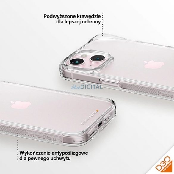 PanzerGlass Hardcase cu D3O și certificare militară pentru iPhone 15/14/13 - transparent