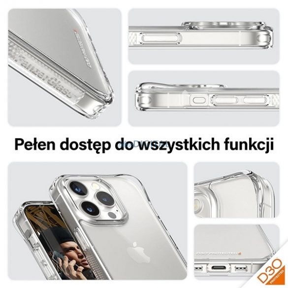 PanzerGlass HardCase cu certificare D3O și Military Grade pentru iPhone 15 Pro - transparent