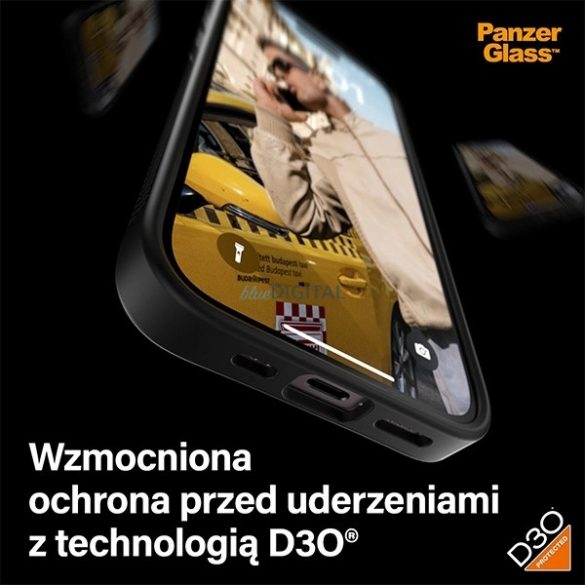 Husă PanzerGlass ClearCase pentru iPhone 15 cu certificare militară - transparentă și neagră