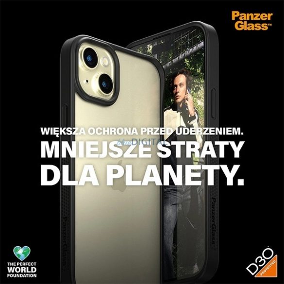 Husă PanzerGlass ClearCase pentru iPhone 15 Plus / 14 Plus cu certificare de calitate militară - transparentă și neagră