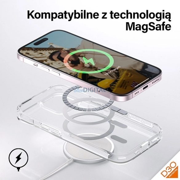 PanzerGlass HardCase cu MagSafe cu D3O și certificare militară pentru iPhone 15/14/13 - transparent