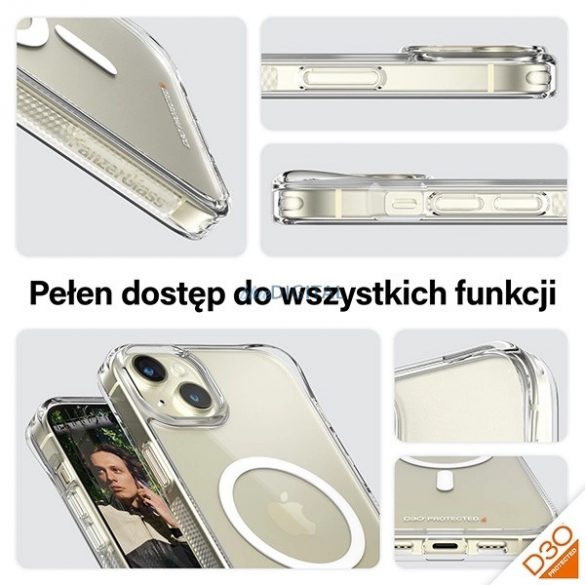 PanzerGlass HardCase cu MagSafe cu D3O și certificat militar pentru iPhone 15 Plus / 14 Plus - transparent