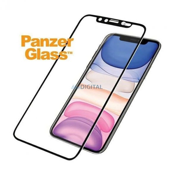 Sticlă călită PanzerGlass E2E Super+ cu capac pentru cameră cu cristal Swarovsky pentru iPhone XR / 11 - cu cadru negru