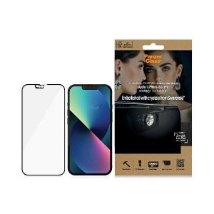 Sticlă antibacteriană PanzerGlass E2E cu microfractură cu capac pentru cameră cu cristal Swarovsky pentru iPhone 13/13 Pro - Cu cadru negru