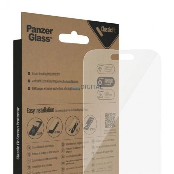 Sticlă antibacteriană PanzerGlass Classic Fit pentru iPhone 14 Pro