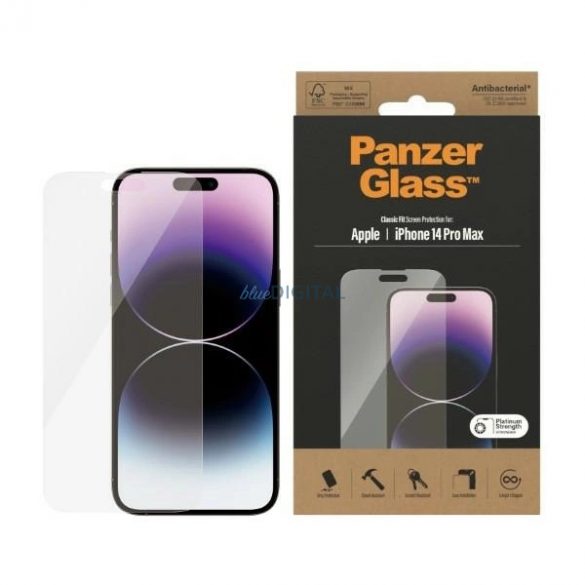 Sticlă antibacteriană PanzerGlass Classic Fit pentru iPhone 14 Pro Max